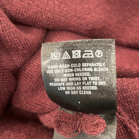 Knitted & Knotted Maroon Tunic Sweater With Lace Trim Sleeves, sz XS - Picture 8 of 8